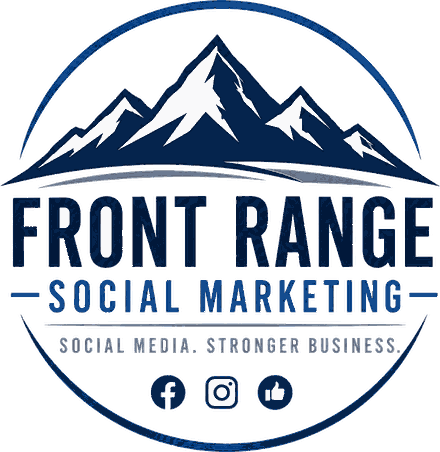 Front Range Social Marketing logo: snow-capped mountains above the words Front Range Social Marketing